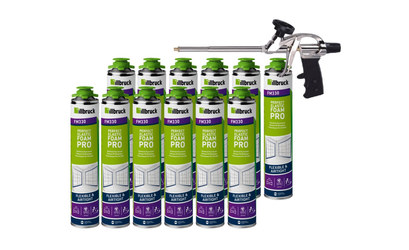 12x Illbruck FM330 Purschuim elastisch 880ml + Pur pistool