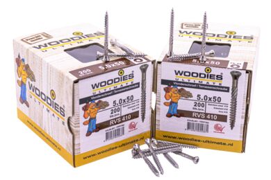 Woodies vlonderschroef 5,0x50 RVS 200st. - Afbeelding 2